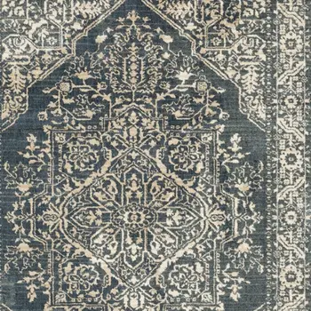10' X 13' Beige Grey And Blue Oriental Power Loom Stain Resistant Area Rug