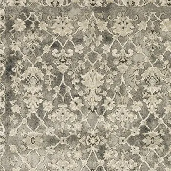 8' X 11' Grey Beige Tan And Brown Oriental Power Loom Stain Resistant Area Rug