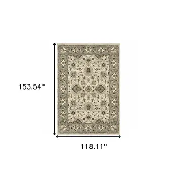 10' X 13' Beige Grey Brown And Charcoal Oriental Power Loom Stain Resistant Area Rug