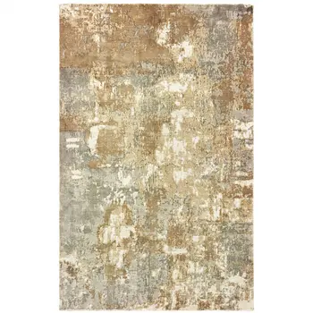 6' X 9' Gray And Brown Abstract Hand Loomed Distressed Area Rug