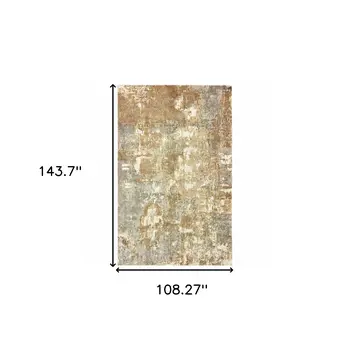 9' X 12' Grey And Brown Abstract Hand Loomed Stain Resistant Area Rug