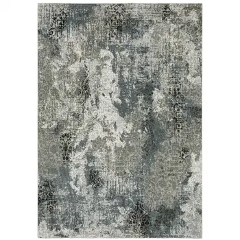 5' X 8' Gray and Ivory Abstract Power Loom Area Rug
