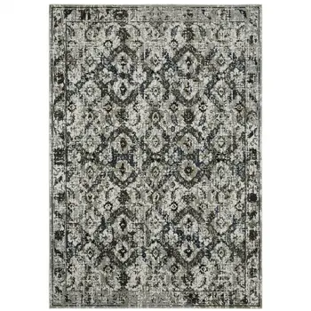 4' X 6' Charcoal And Gray Oriental Distressed Area Rug