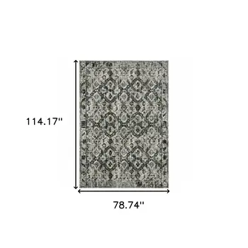 7' X 10' Charcoal And Gray Oriental Distressed Area Rug