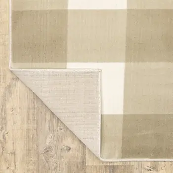 2' X 8' Beige And Ivory Geometric Power Loom Stain Resistant Runner Rug