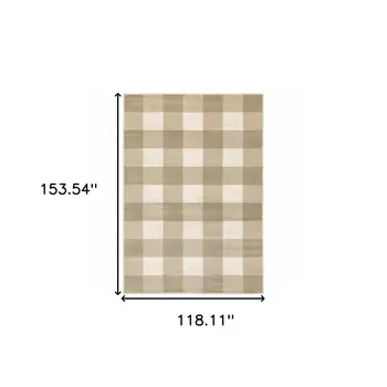 10' X 13' Beige And Ivory Geometric Distressed Area Rug