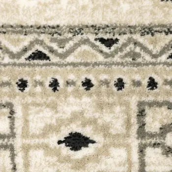 7' X 9' Gray And Ivory Southwestern Area Rug