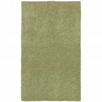 10' X 13' Olive Green Shag Tufted Handmade Stain Resistant Area Rug