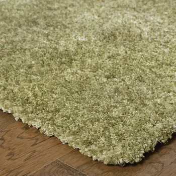 8' X 11' Olive Green Shag Tufted Handmade Stain Resistant Area Rug