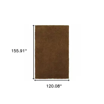 10' X 13' Brown Shag Tufted Handmade Stain Resistant Area Rug