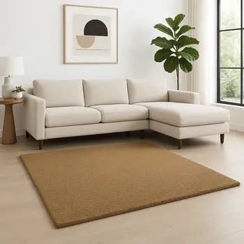 10' X 13' Rich Gold Shag Tufted Handmade Stain Resistant Area Rug