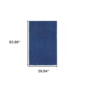 5' X 7' Blue Shag Hand Tufted Area Rug