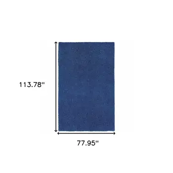 6' X 9' Deep Blue Shag Tufted Handmade Stain Resistant Area Rug