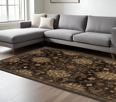 7' X 10' Brown And Beige Oriental Area Rug