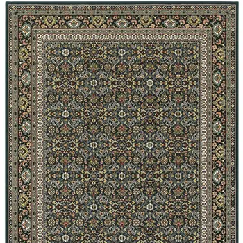 2' X 4' Navy Blue Oriental Power Loom Stain Resistant Area Rug