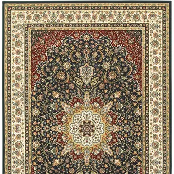 8' X 11' Navy And Ivory Oriental Power Loom Stain Resistant Area Rug