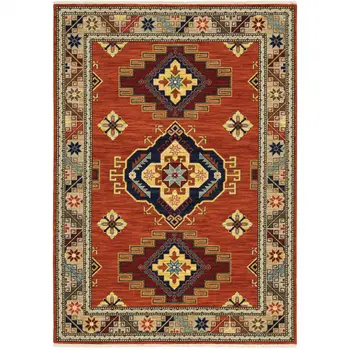 5' X 8' Red And Gold Oriental Area Rug