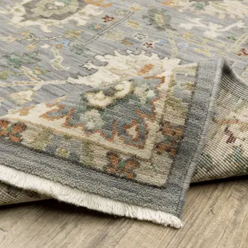 2' X 6' Grey Ivory Orange Teal Green Charcoal Blue And Red Oriental Power Loom Stain Resistant Runner Rug With Fringe