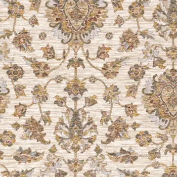 8' X 11' Ivory And Rust Oriental Area Rug With Fringe