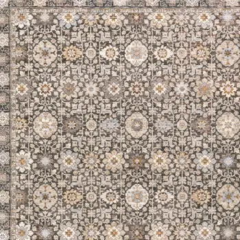 2' X 3' Grey And Ivory Oriental Power Loom Stain Resistant Area Rug With Fringe
