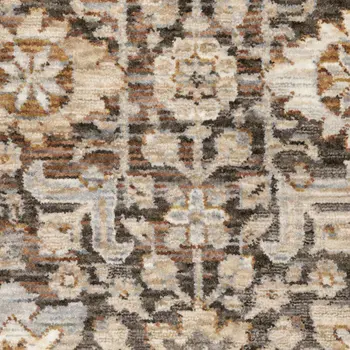 3' X 5' Grey And Ivory Oriental Power Loom Stain Resistant Area Rug With Fringe