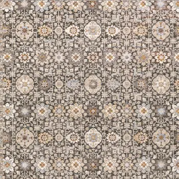 7' X 10' Charcoal And Ivory Oriental Area Rug With Fringe