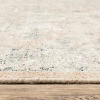 8' Beige And Gray Oriental Hand Loomed Runner Rug With Fringe