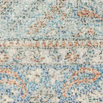 8' Blue And Red Oriental Hand Loomed Distressed Runner Rug With Fringe