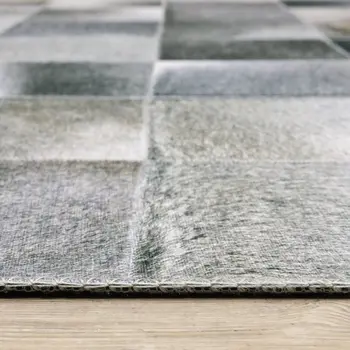 8' Gray And Charcoal Geometric Runner Rug