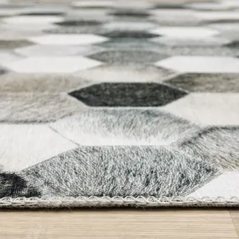 9' X 12' Gray And Charcoal Geometric Area Rug