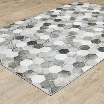 9' X 12' Gray And Charcoal Geometric Area Rug