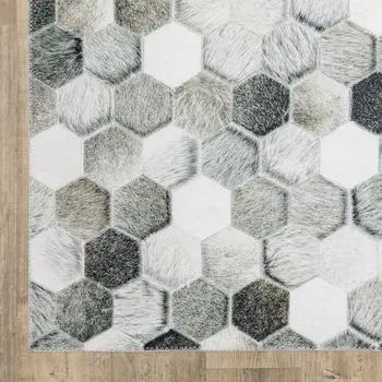 9' X 12' Gray And Charcoal Geometric Area Rug