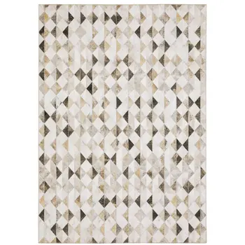 9' X 12' Beige And Gray Geometric Area Rug