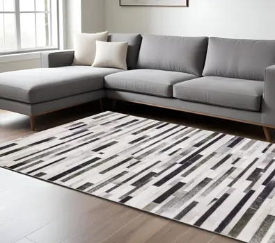 8' X 10' Gray And Charcoal Geometric Area Rug