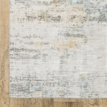8' X 10' Beige And Gray Abstract Distressed Area Rug