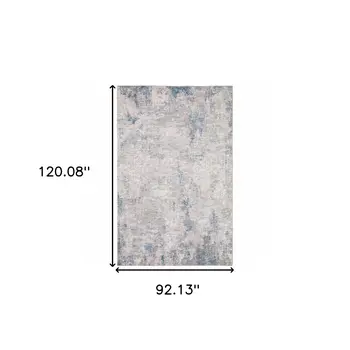 8' X 10' Blue And Gray Abstract Distressed Area Rug