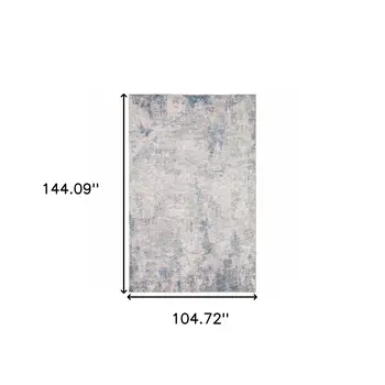 9' X 12' Blue And Gray Abstract Distressed Area Rug
