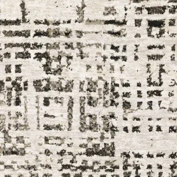 2' X 8' Ivory Grey Charcoal Brown And Beige Abstract Power Loom Stain Resistant Runner Rug