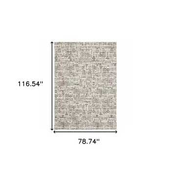7' X 10' Ivory And Gray Abstract Area Rug