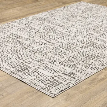 7' X 10' Ivory And Gray Abstract Area Rug