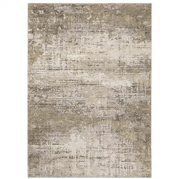 3' X 5' Beige And Gray Abstract Distressed Area Rug