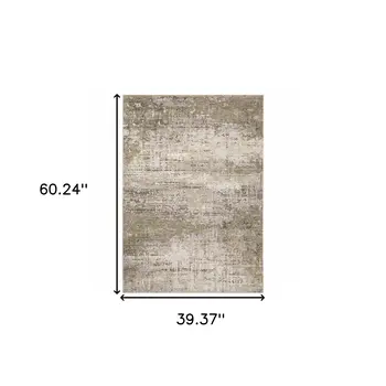 3' X 5' Beige And Gray Abstract Distressed Area Rug