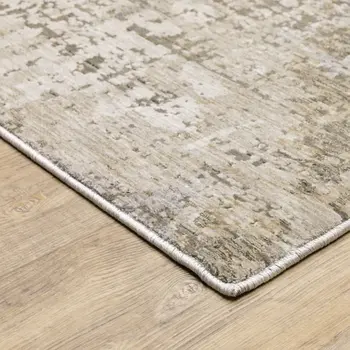 3' X 5' Beige And Gray Abstract Distressed Area Rug