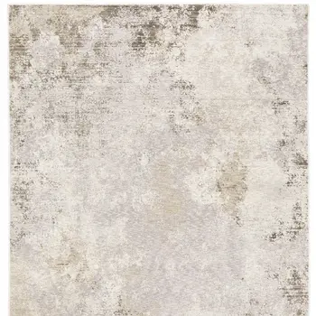 8' X 11' Ivory And Beige Abstract Distressed Area Rug