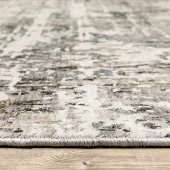 2' X 8' Grey Ivory Beige Charcoal Black Tan And Brown Abstract Power Loom Stain Resistant Runner Rug