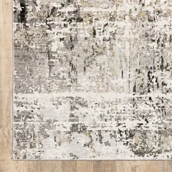 3' X 5' Gray And Beige Abstract Distressed Area Rug
