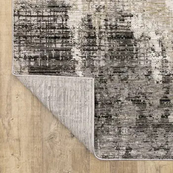 8' Gray And Beige Abstract Distressed Runner Rug
