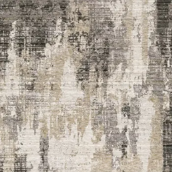 5' X 8' Gray And Beige Abstract Distressed Area Rug