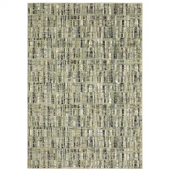 10' X 13' Green Blue Ivory Beige And Light Blue Abstract Power Loom Stain Resistant Area Rug
