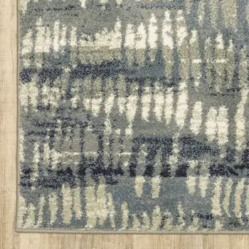 10' X 13' Grey Beige Blue And Light Blue Abstract Power Loom Stain Resistant Area Rug